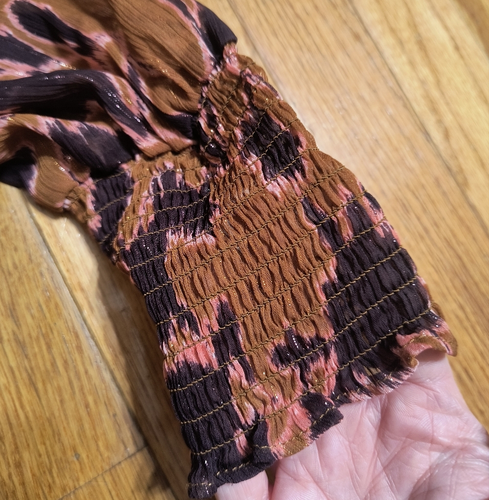 3/$10⭐ Nine West cropped peplum shirt, XL, colors: orange/pink/purple/brown - Picture 10 of 12